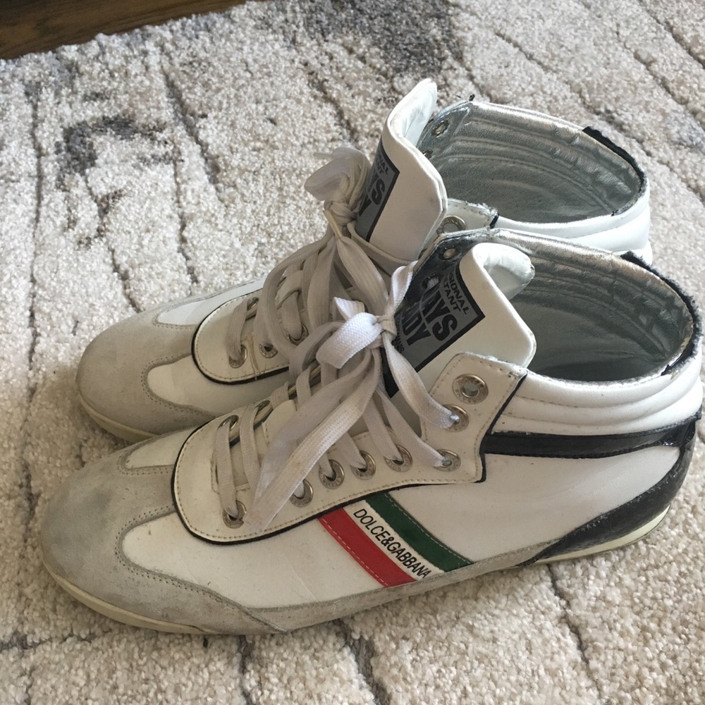 Dolce & Gabbana White High Top Sneakers